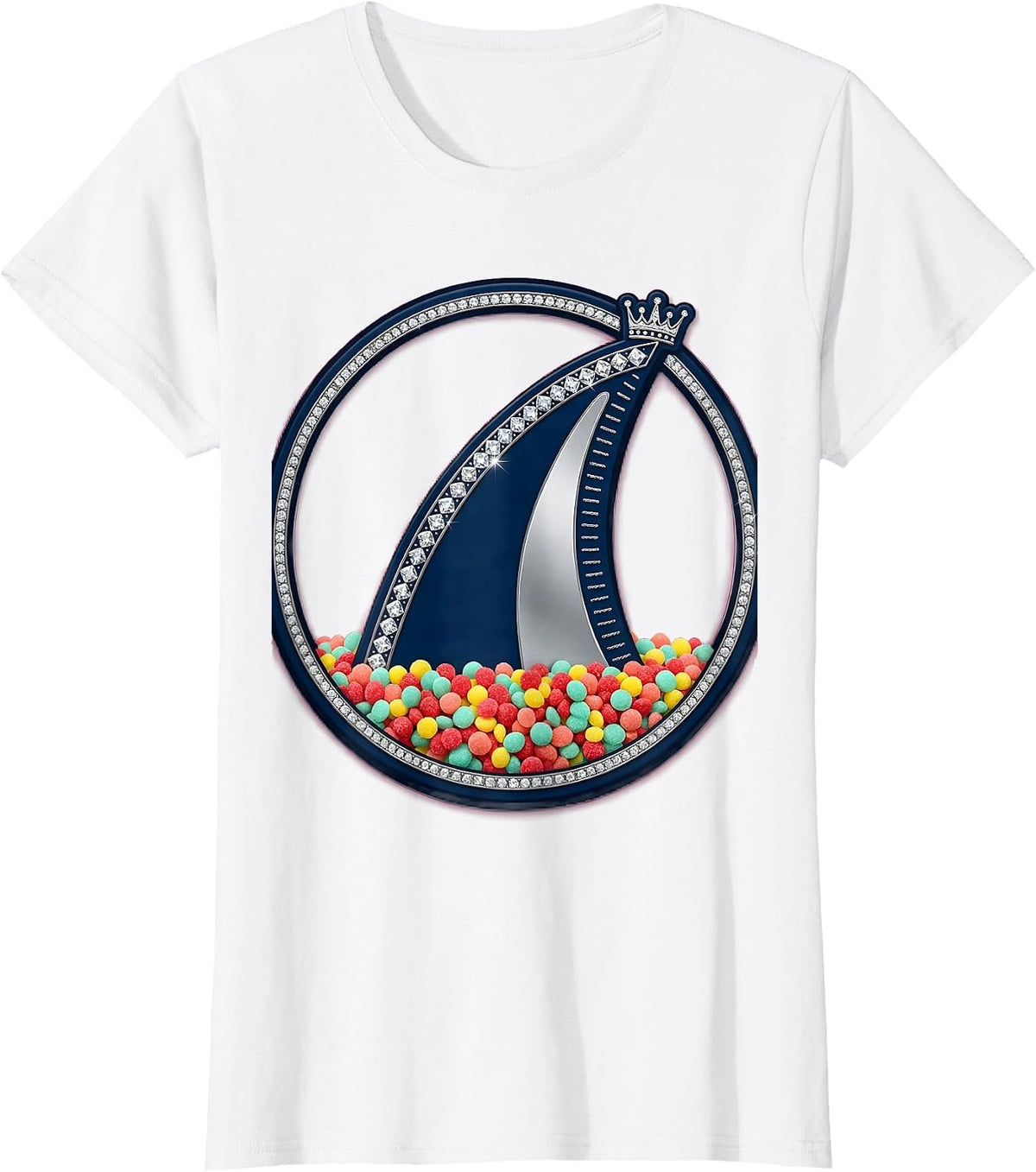 Women's Birthday Boy Shark Fin Sprinkles Graphic T-Shirt - White