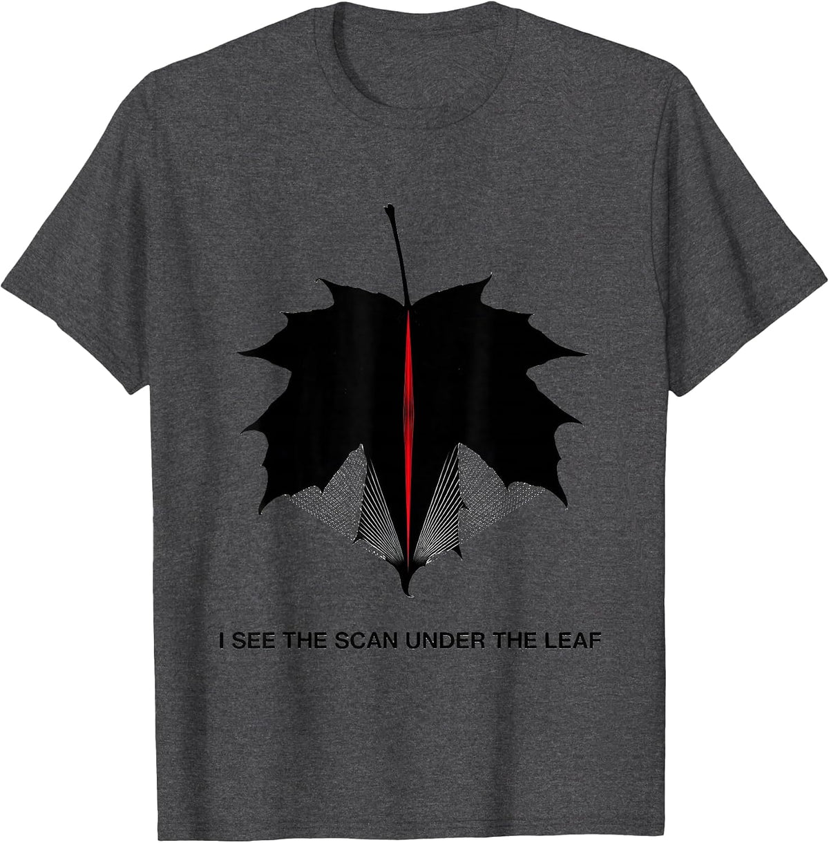I See The Scan Under The Leaf Funny Sonographer Halloween T-Shirt - Dark Heather Grey