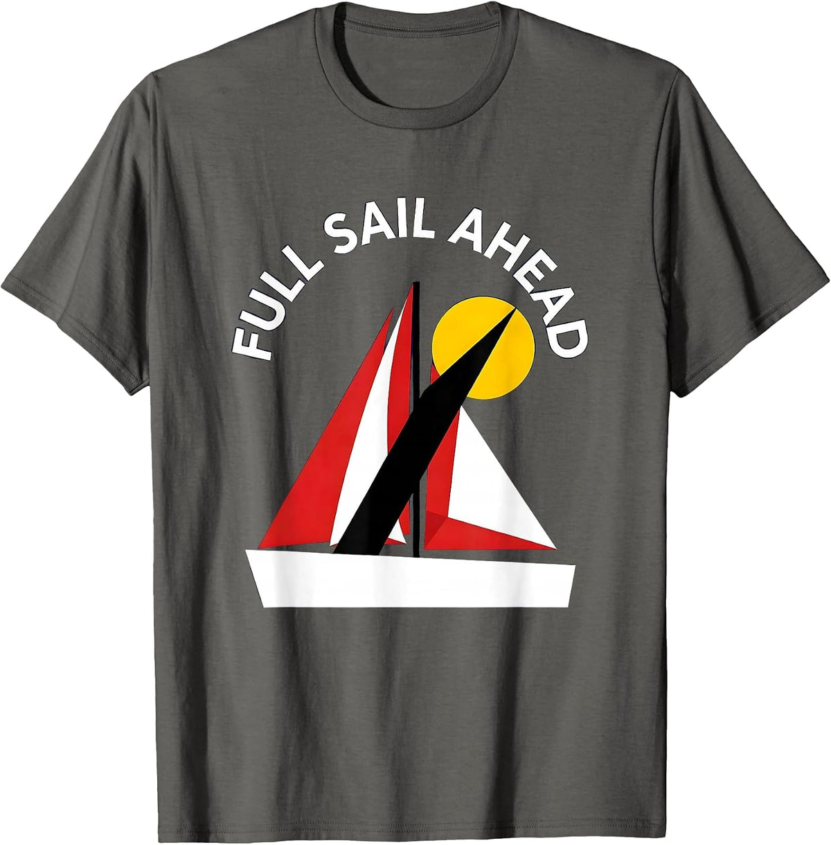 Men's Full Sail Ahead Nautical Sailor Design T-Shirt - Asphalt Grey