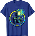 2000s Digital Camera Boxy Flash Graphic Tee T-Shirt - Royal Blue