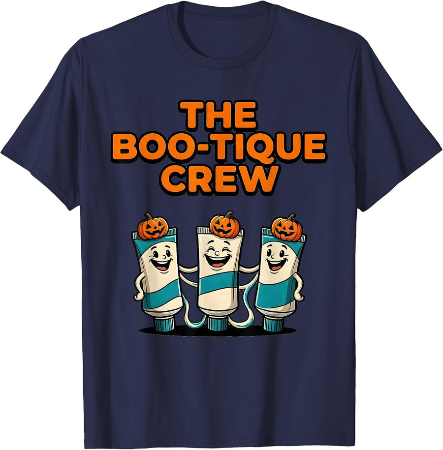 The Boo-tique Crew Funny Dental Hygienist Halloween Humor T-Shirt - Navy Blue