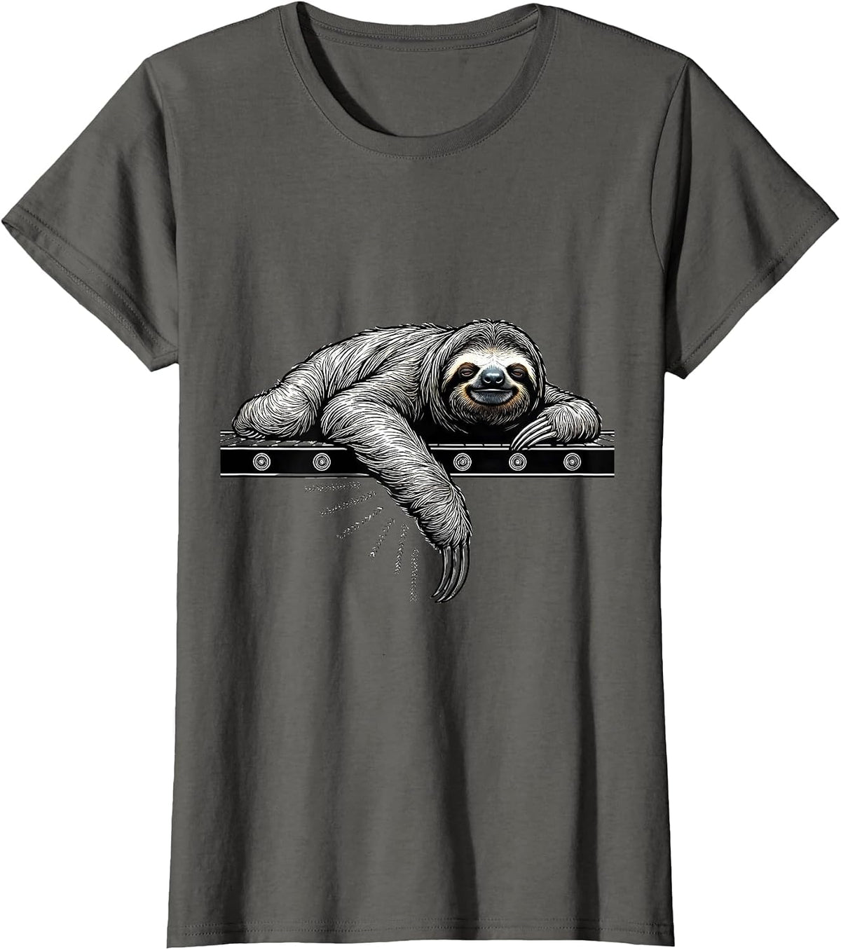 Women's Contour Sloth Funny Sloth Lover Animal Humor Gift T-Shirt - Asphalt Grey