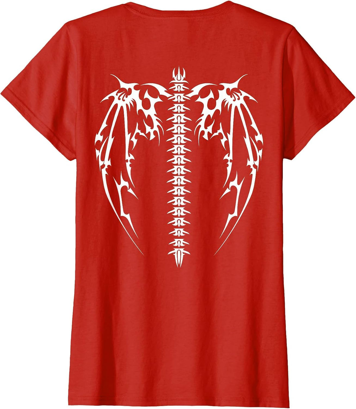 Cyber Wings Tattoo Style Art Robotic Celtic Raven on Back T-Shirt - Red