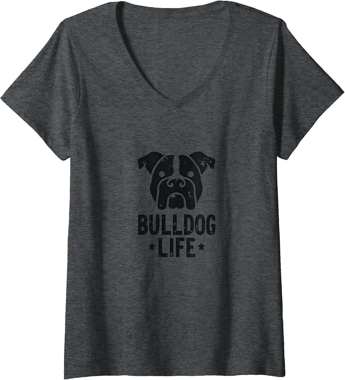Women's Bulldog Strong: Tough Canine Companion for Dog Lovers V-Neck T-Shirt - Dark Heather Grey