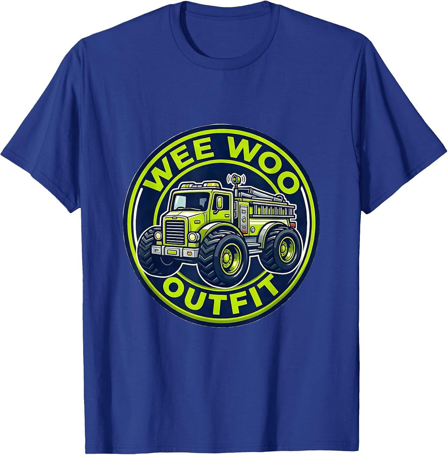 Wee Woo Outfit Funny Firefighter Squad Siren Humor T-Shirt - Royal Blue