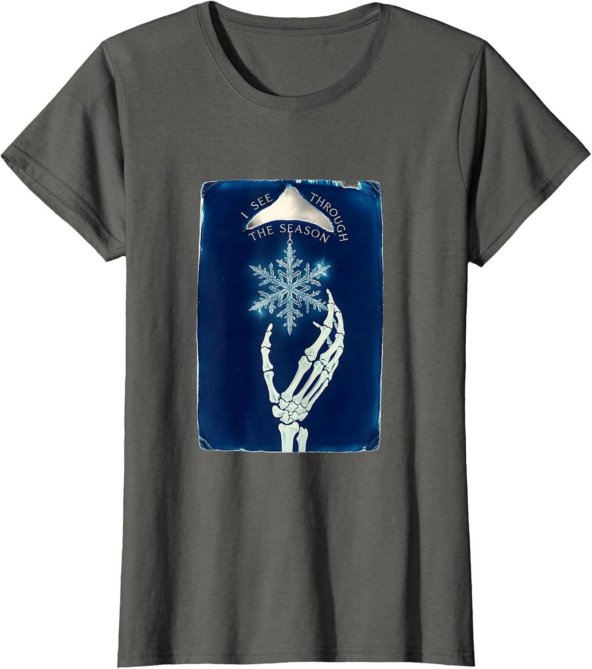Women's I See Through The Season Funny Radiology Tech X-Ray T-Shirt - Asphalt Grey