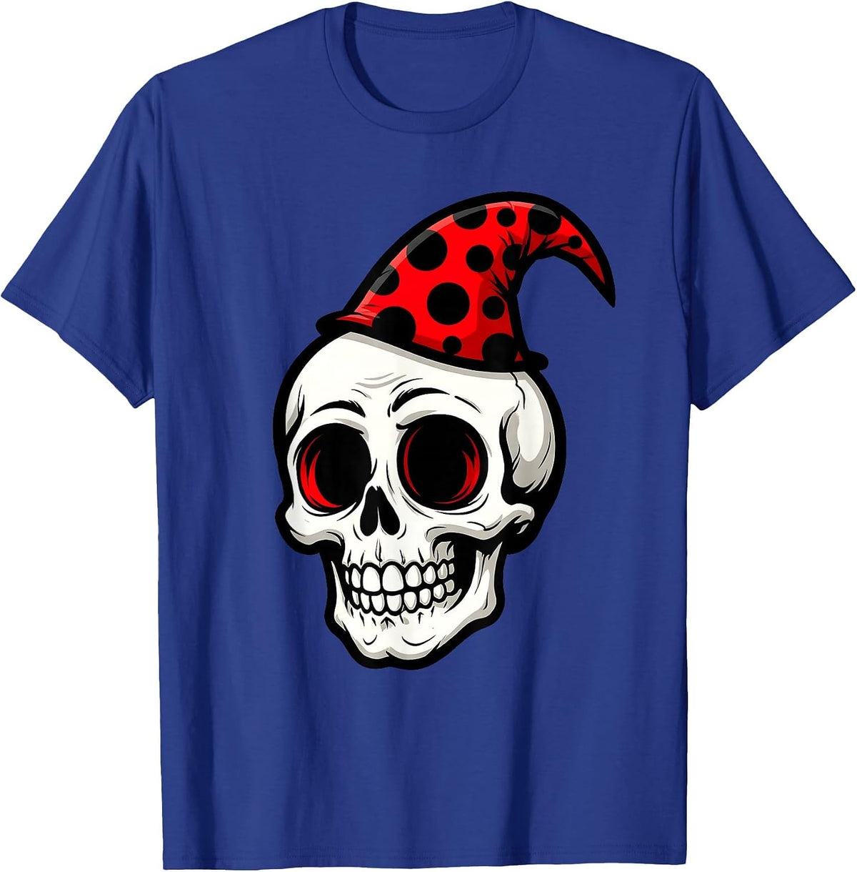 Skull in a Dunce Cap Illustration T-Shirt - Royal Blue