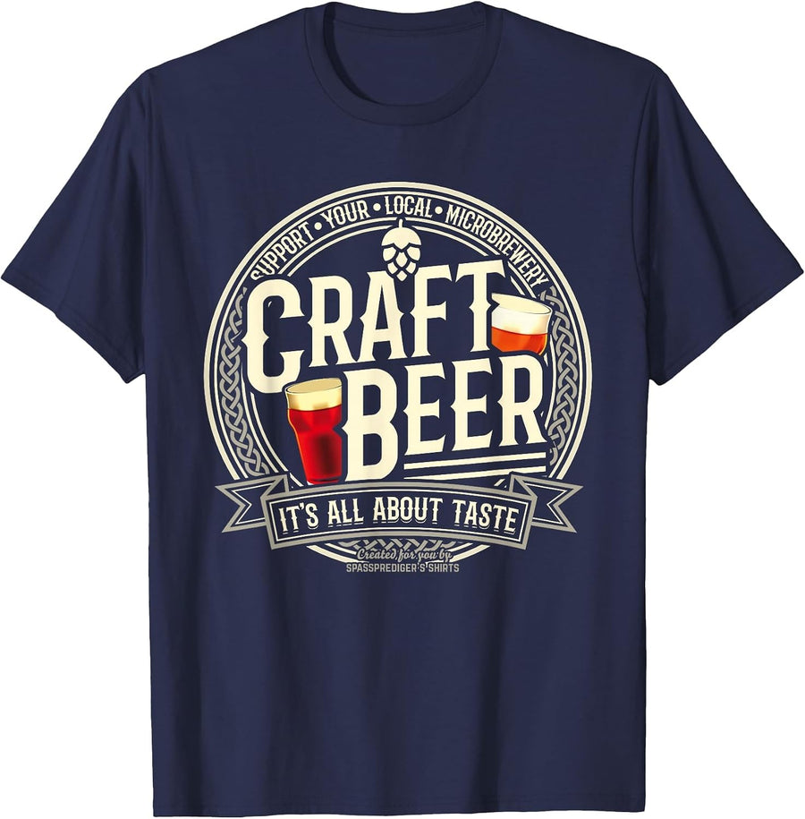 Craft Beer Support Your Local Micro Brewery Craft Beer T-Shirt - Navy Blue