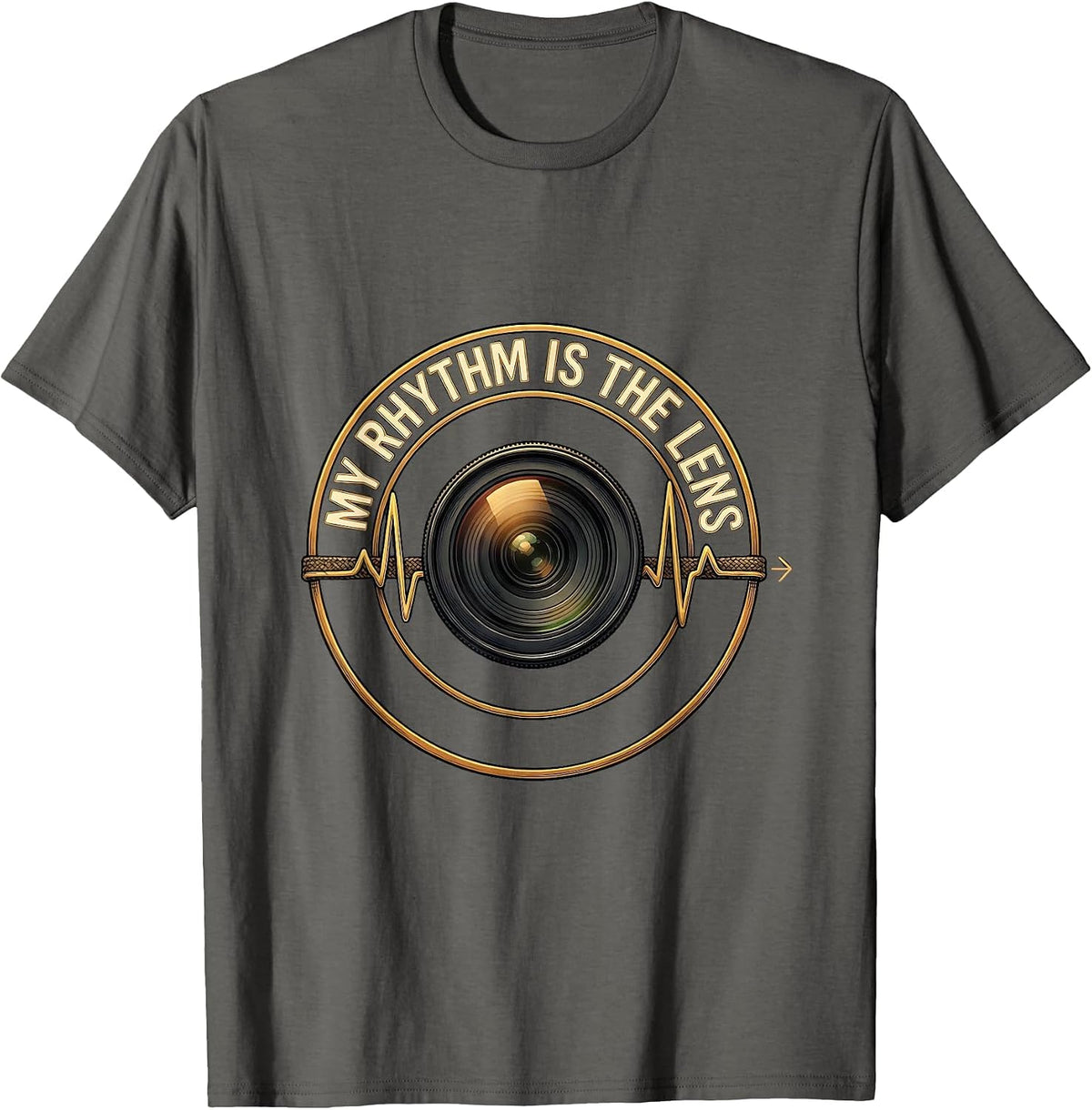My Rhythm Is The Lens Photography Photographer Hobby Passion T-Shirt - Asphalt Grey