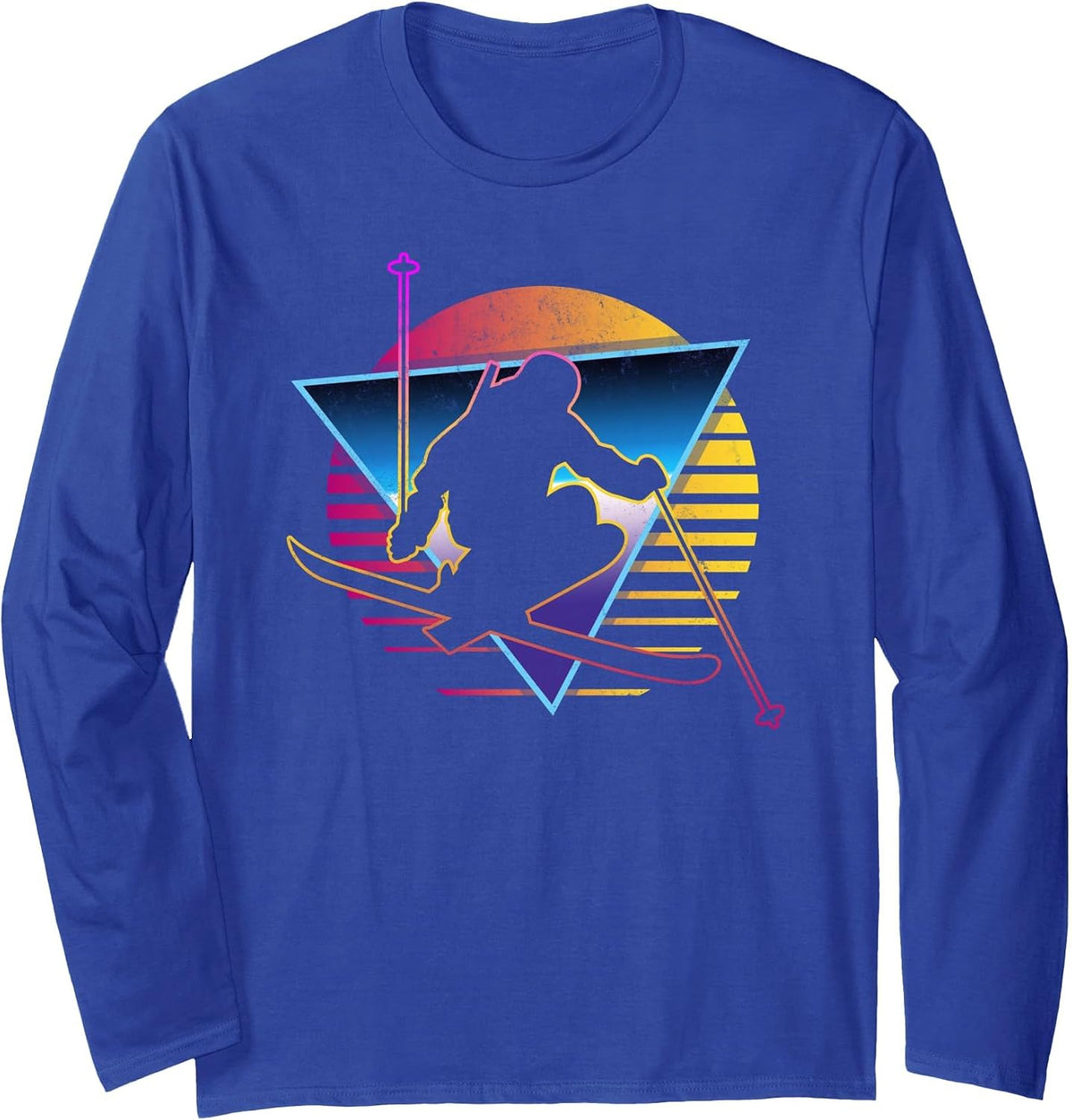 Retro Vintage 80s Ski Long Sleeve T-Shirt - Adult Unisex Royal Blue