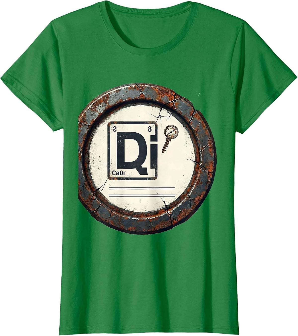 Distressed Inspection Badge Chemistry Pun Science Humor T-Shirt - Kelly Green