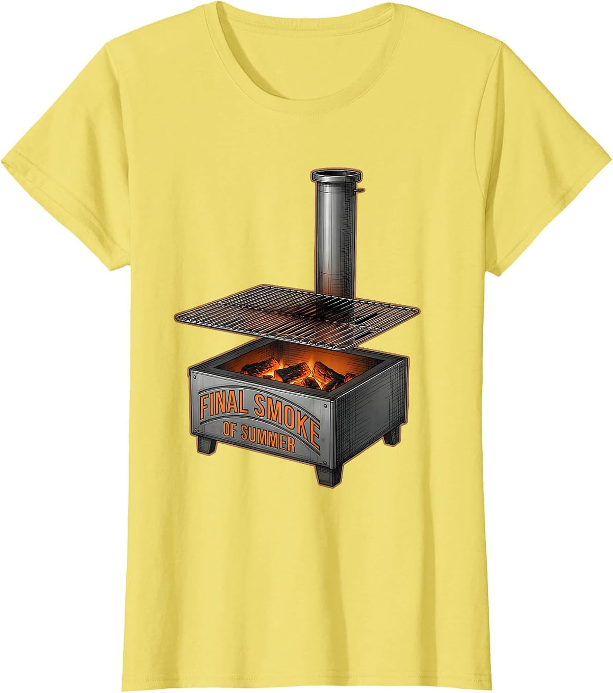 Final Smoke Of Summer Funny BBQ Dad Grill Master T-Shirt - Lemon Yellow