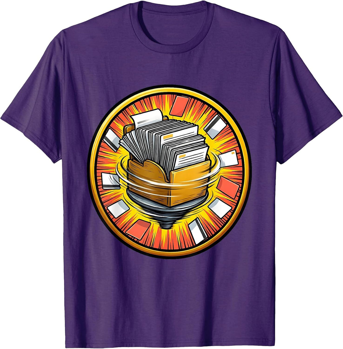 Front Office Squad Rolodex Flying Business Cards T-Shirt - Purple