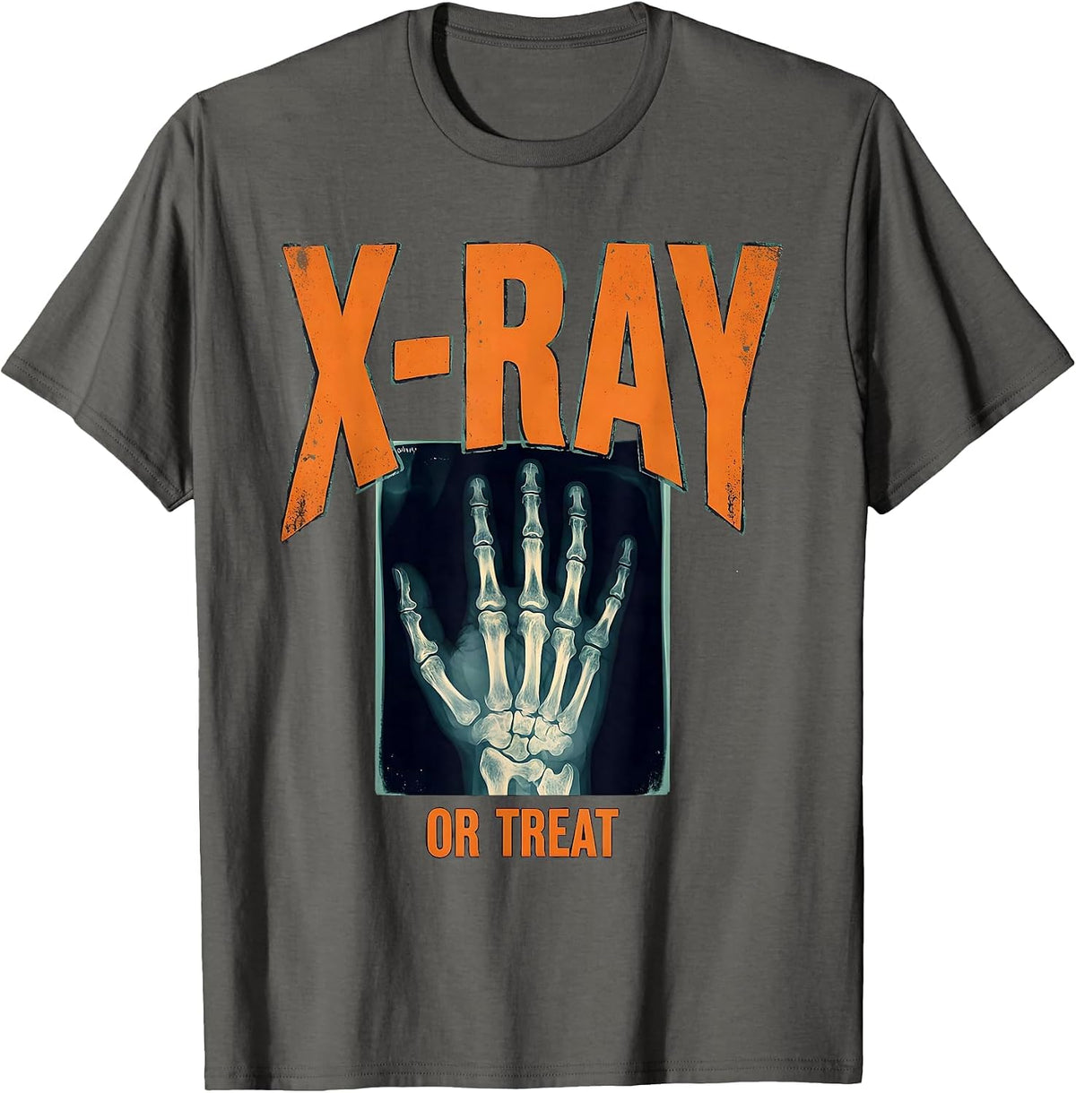 X-Ray Or Treat Radiology Tech Halloween Workplace Humor T-Shirt - Asphalt Grey