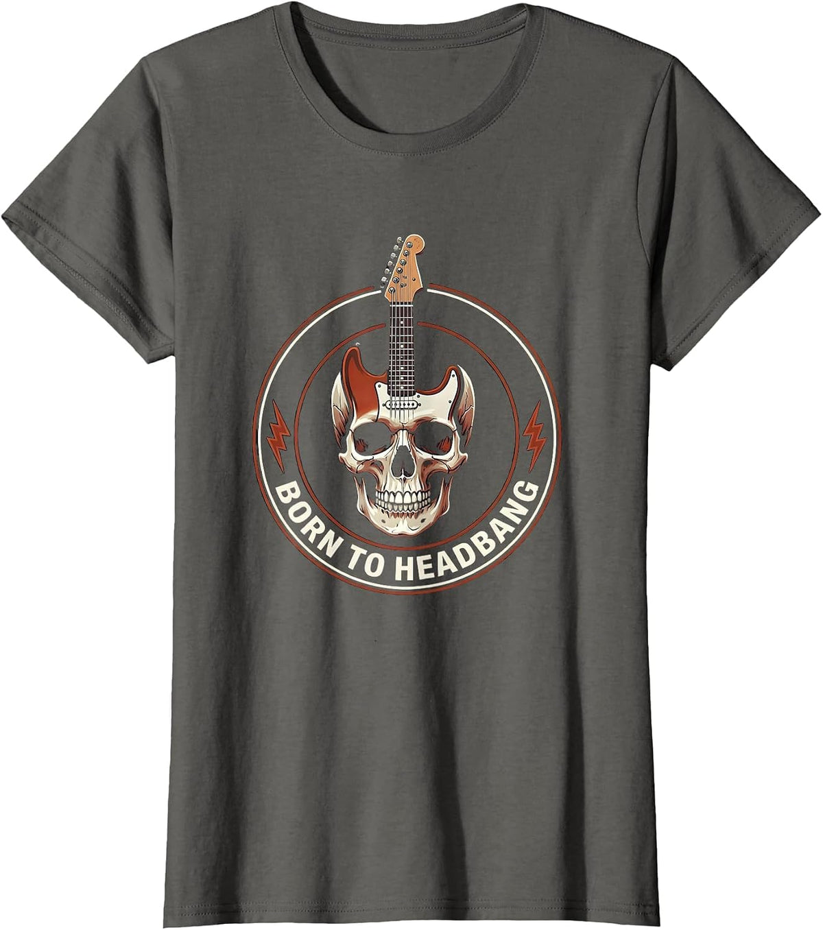 Women's Born to Headbang Metal Band Graphic Design T-Shirt - Asphalt Grey