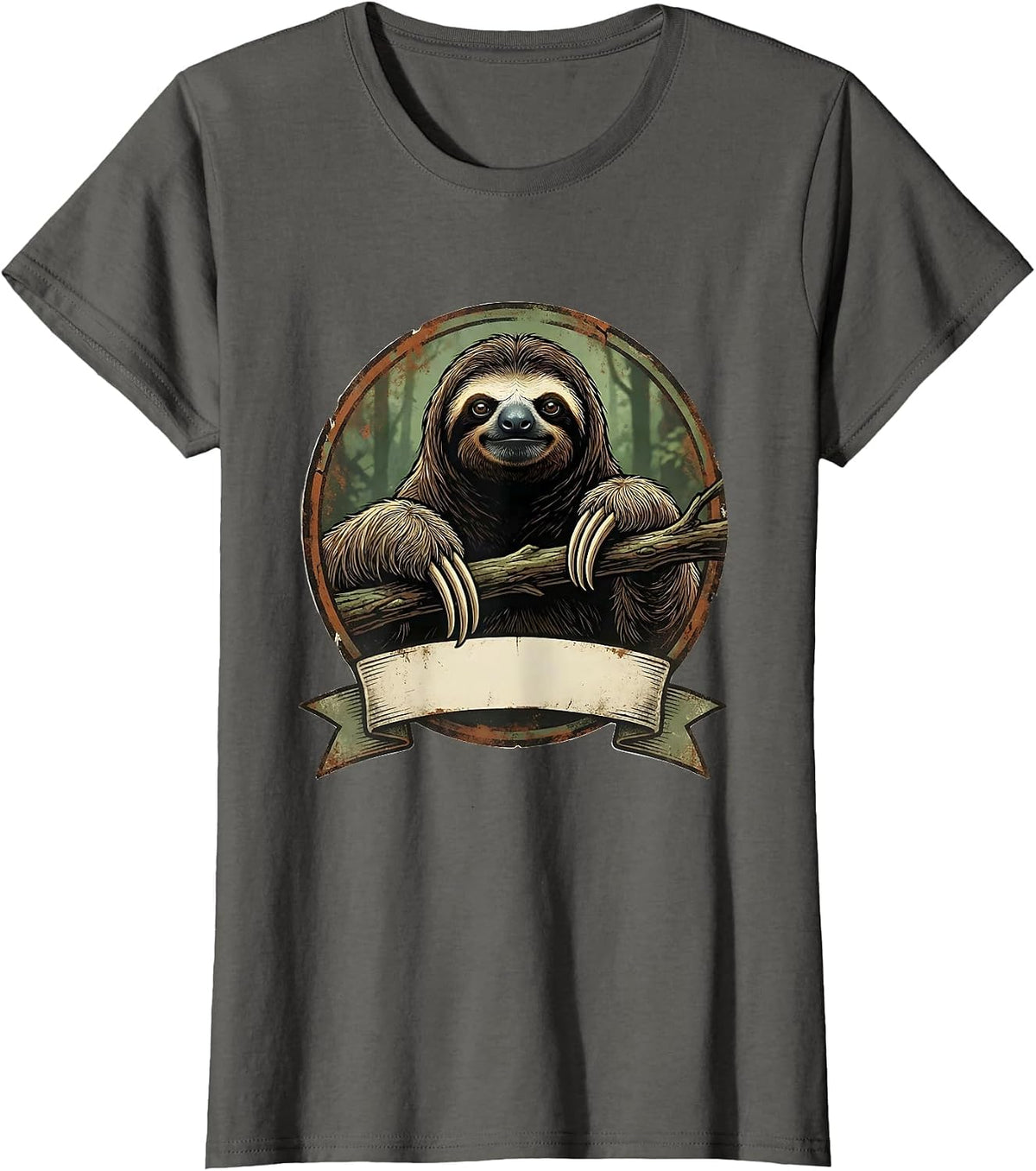 Women's Sloth Vintage Animal Lover Funny Novelty Gift T-Shirt - Asphalt Grey