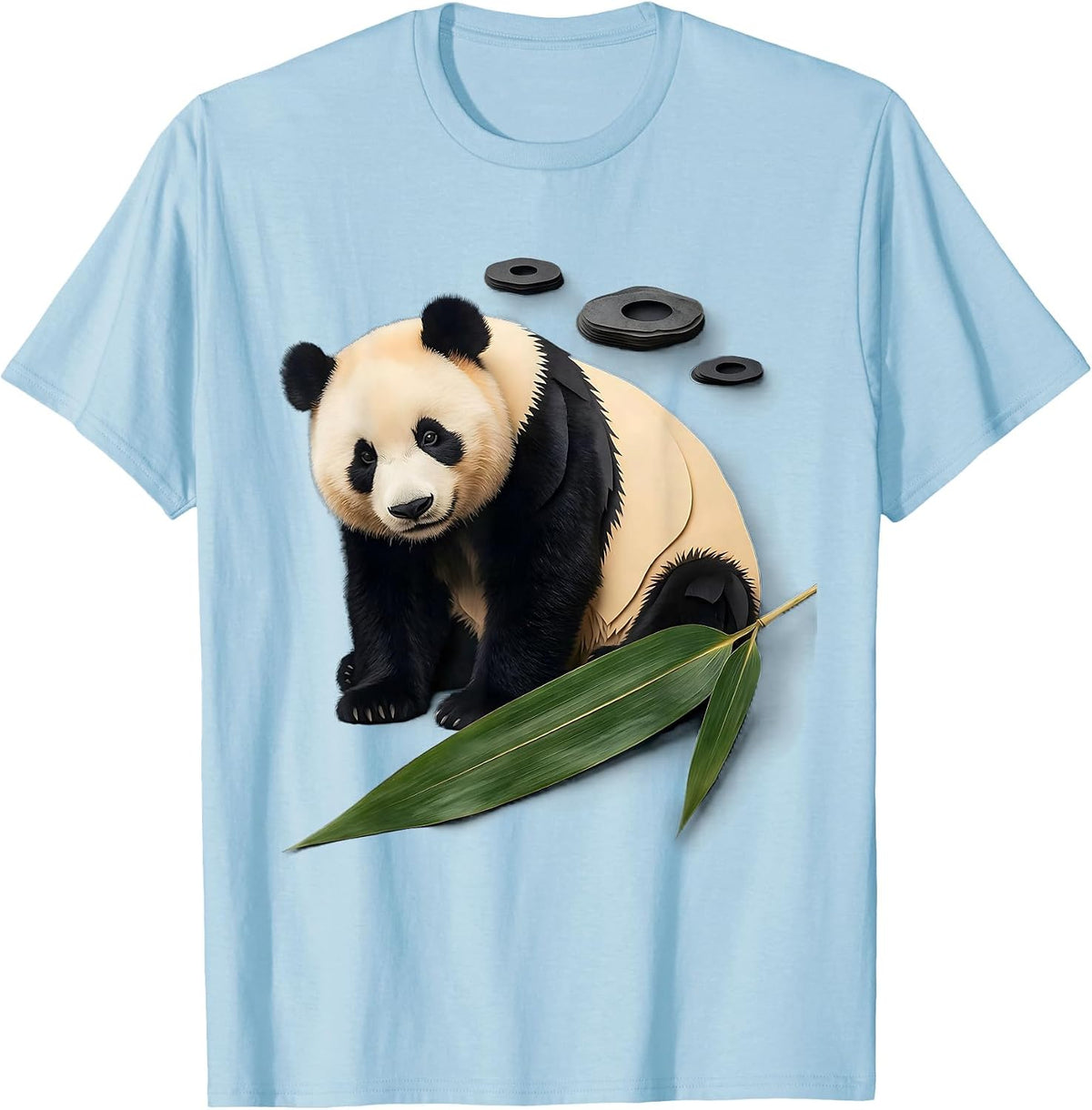 Men's Panda Paper Cutout Cute Kawaii Animal Lover Humor T-Shirt - Baby Blue