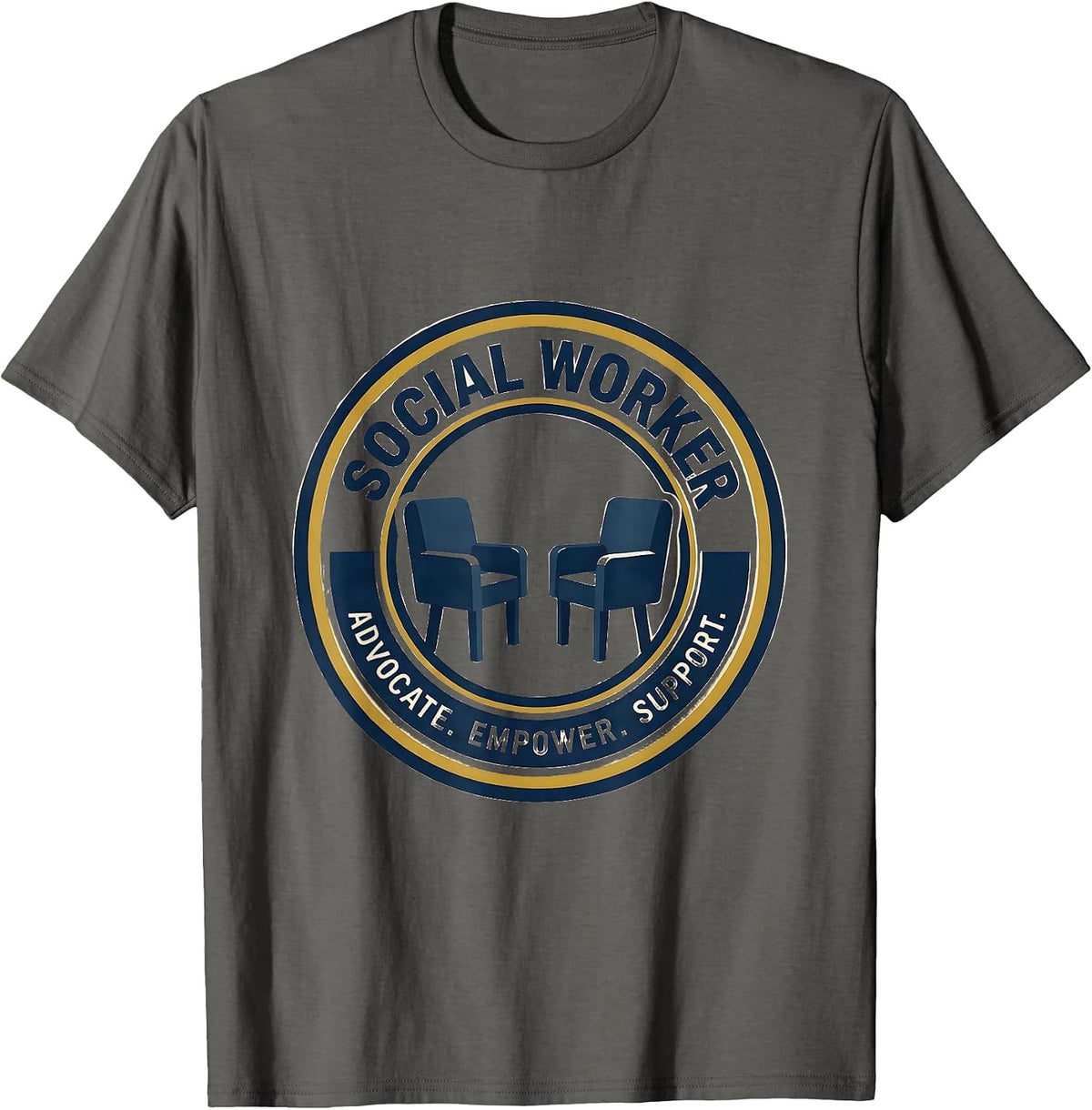 Men's SOCIAL WORKER ADVOCATE EMPOWER SUPPORT Professional T-Shirt - Asphalt Grey