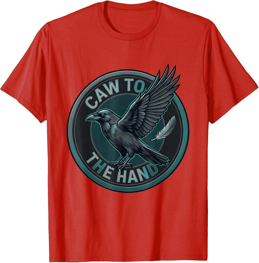 Men's Caw To The Hand Gothic Crow Dark Humor Whimsical Bird Lover T-Shirt - Red