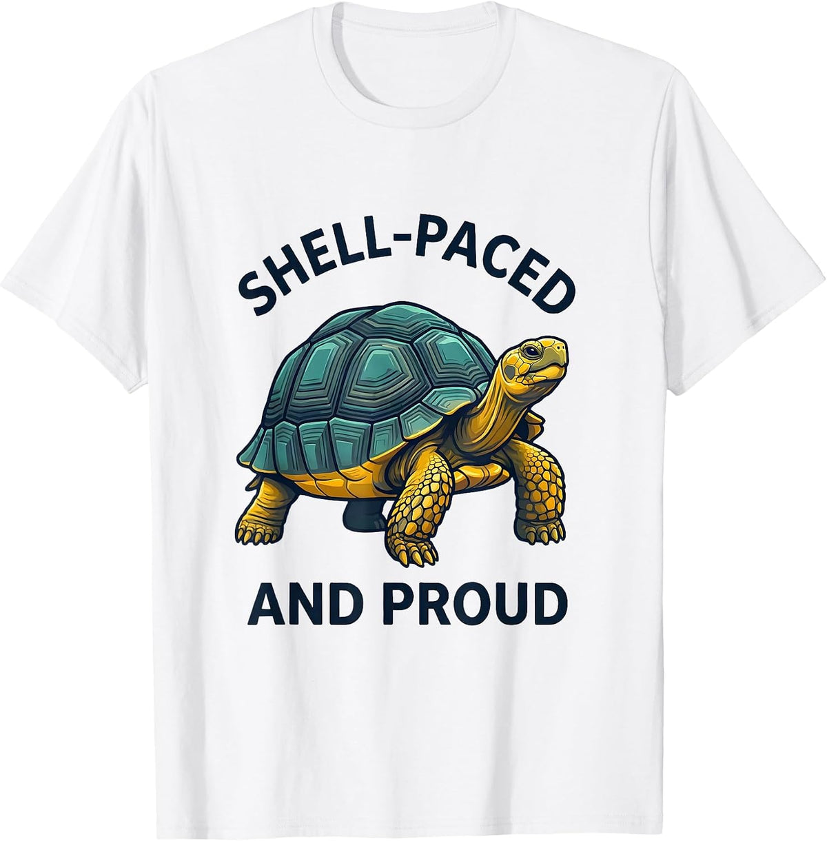 Men's Shell-Paced And Proud Funny Turtle Lover Reptile Novelty T-Shirt - White