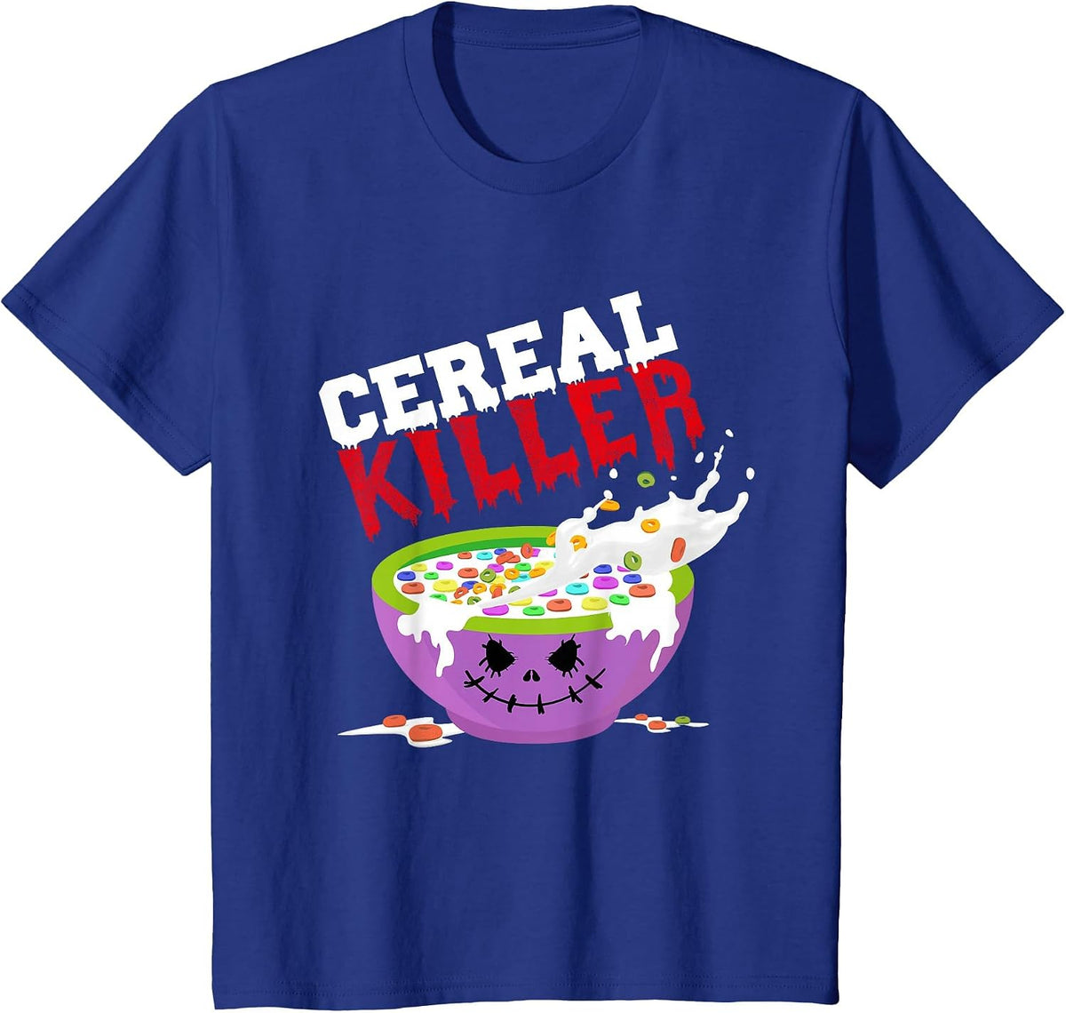 Cereal Killer Costume Funny Halloween Breakfast Cereal Food T-Shirt - Royal Blue
