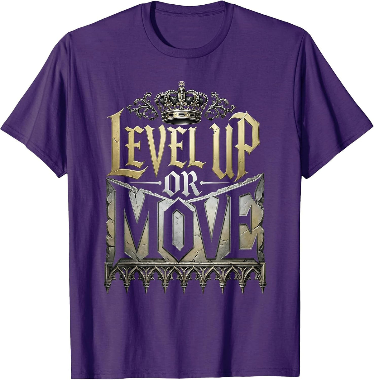 Men's Level Up or Move Boss Mindset Graphic Design T-Shirt - Purple