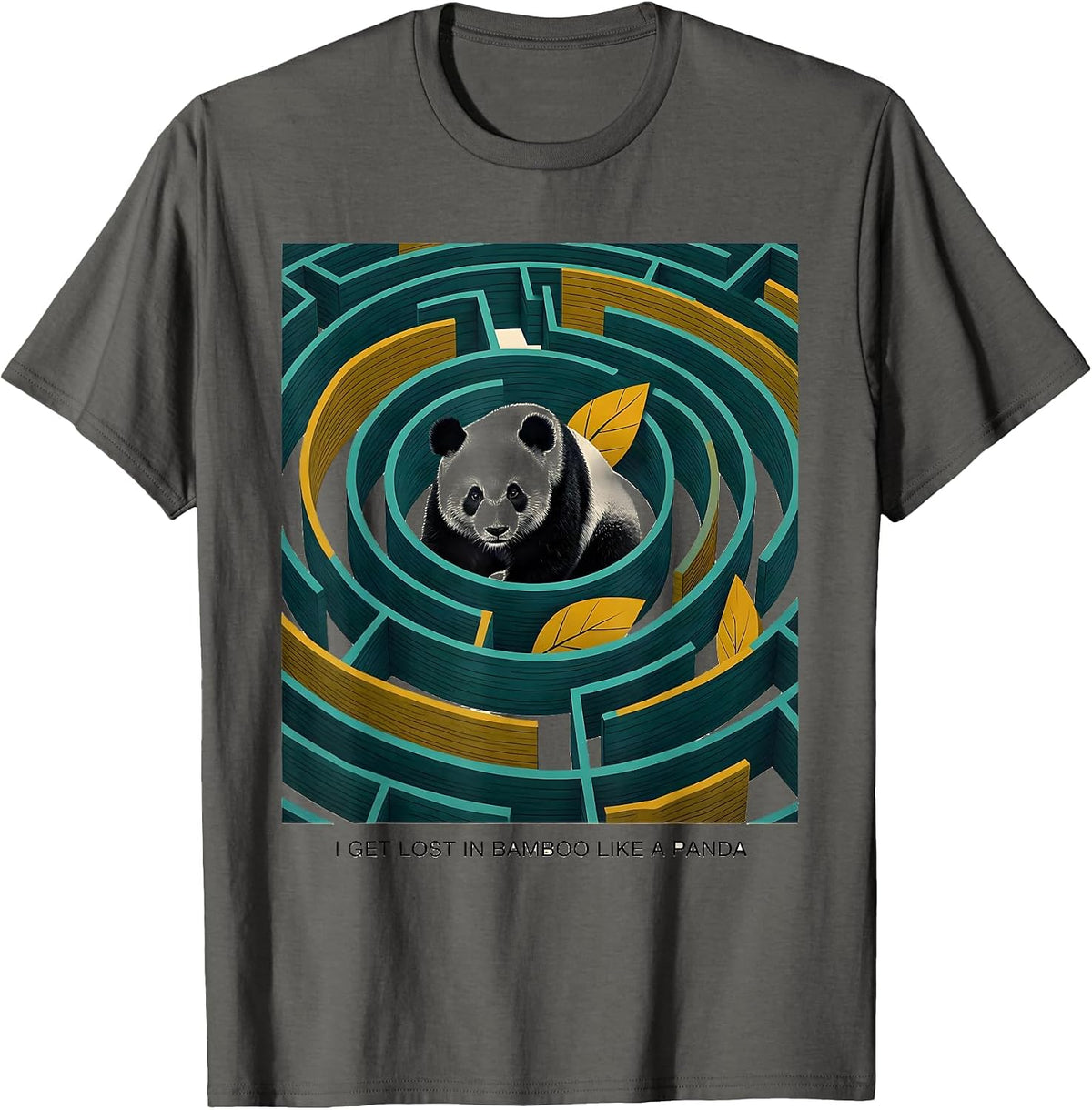 Men's I Get Lost In Bamboo Like A Panda Funny Panda Lover Humor T-Shirt - Asphalt Grey
