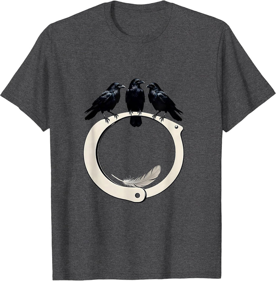 Men's Crow Silhouettes Gothic Dark Humor Bird Lover Gift T-Shirt - Dark Heather Grey