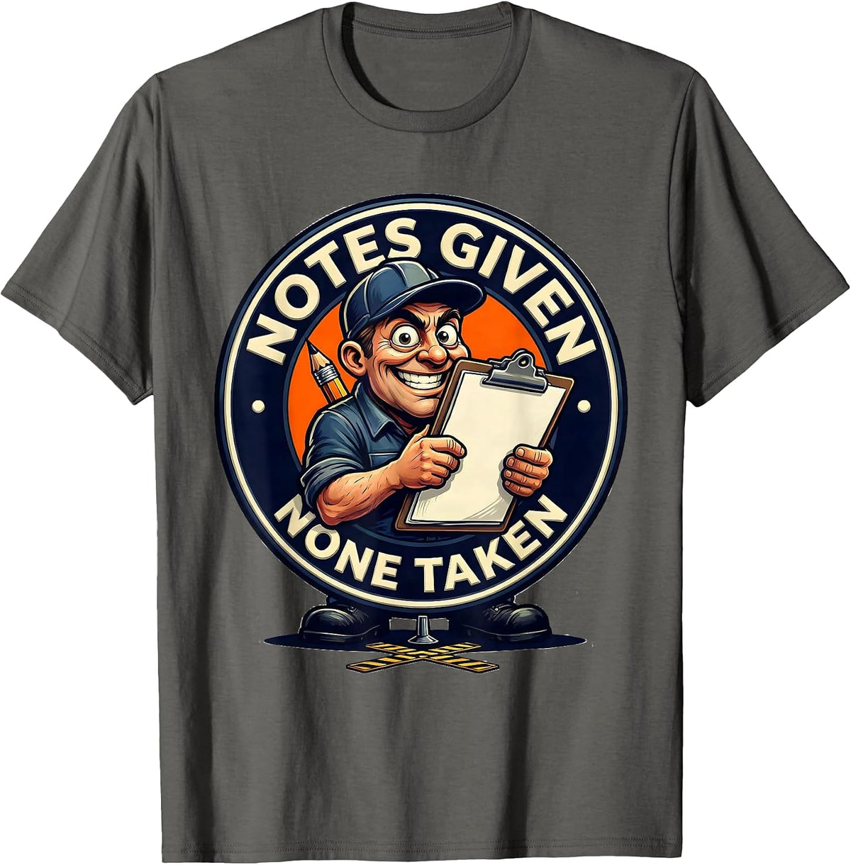 Men's Notes Given None Taken Funny Theater Kid Musical Theatre T-Shirt - Asphalt Grey