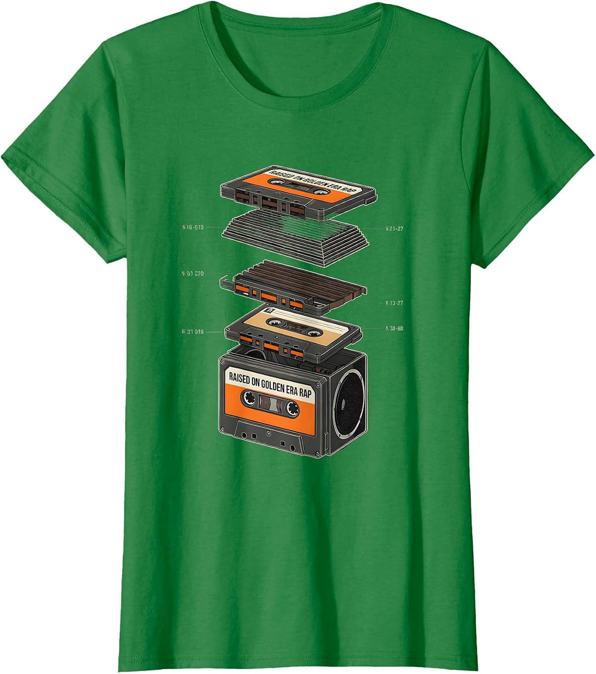 Women's Raised On Golden Era Rap Nostalgic Streetwear Hip Hop T-Shirt - Kelly Green
