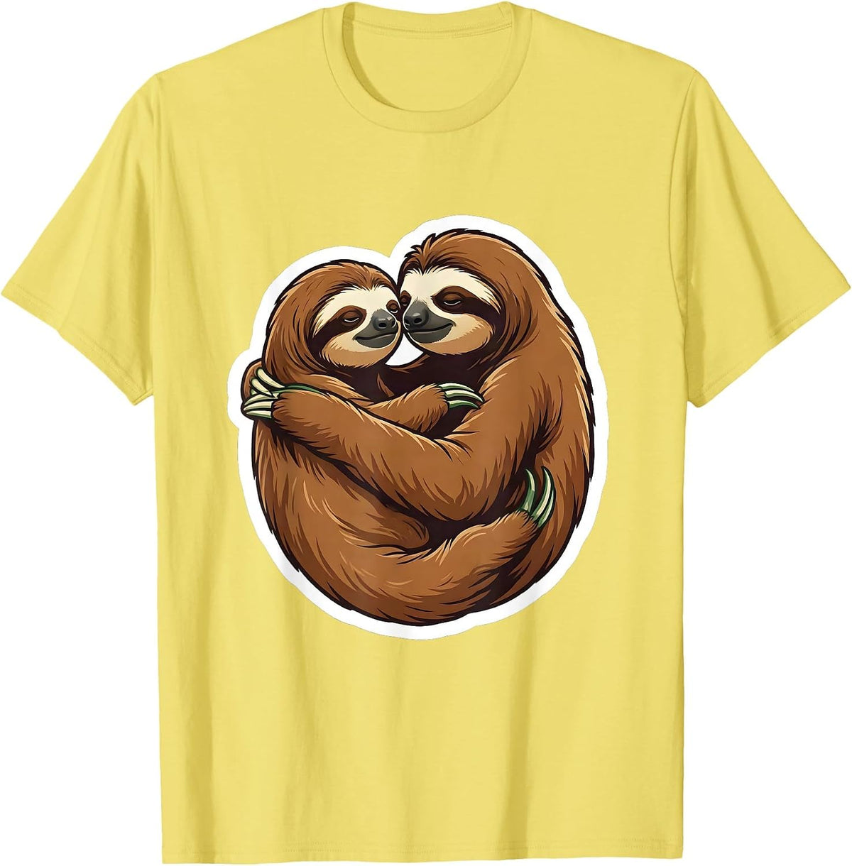 Men's Sloth Hug Funny Sloth Lover Animal Humor T-Shirt - Lemon Yellow