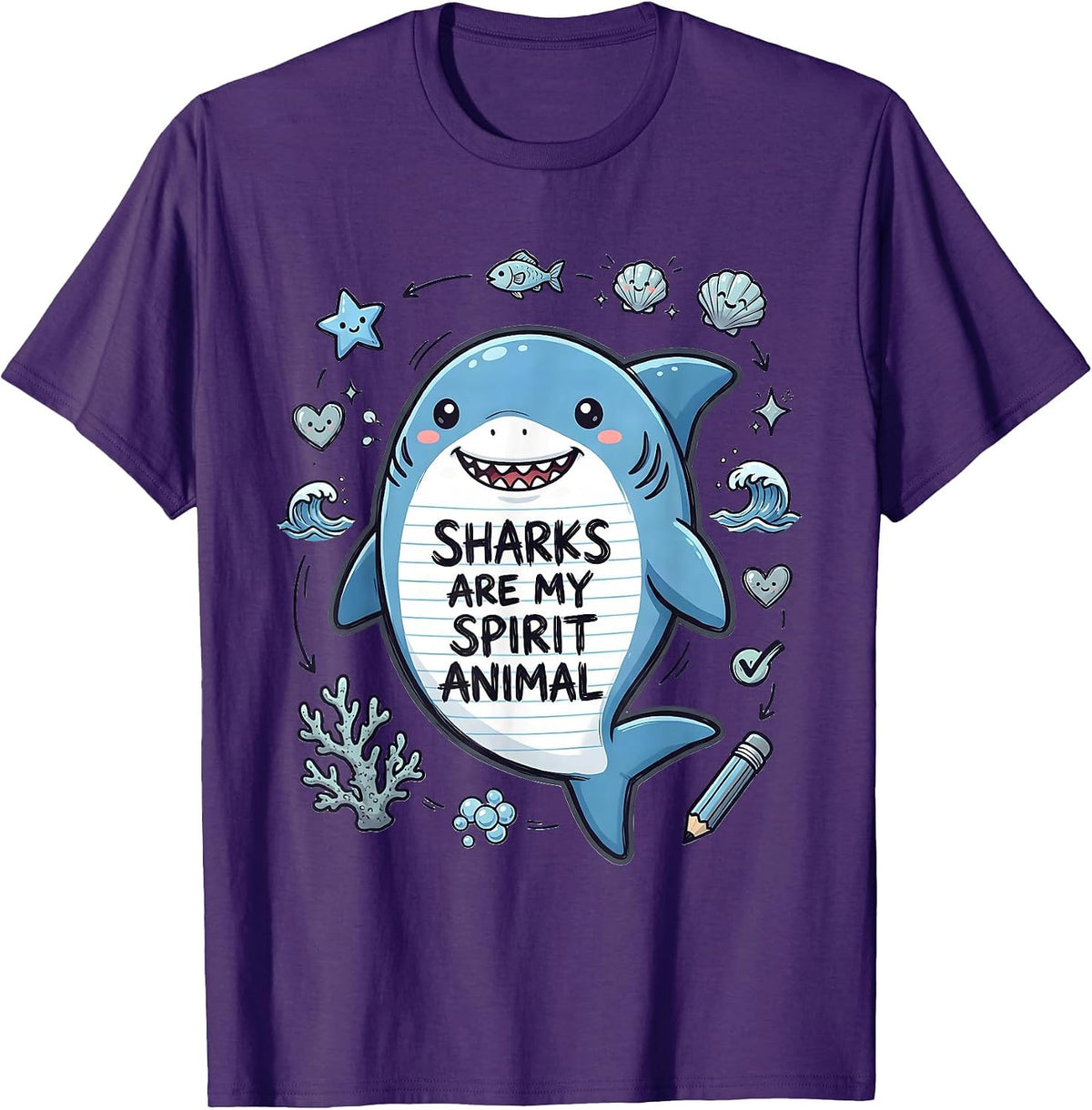 Men's Sharks Are My Spirit Animal Ocean Design T-Shirt - Purple