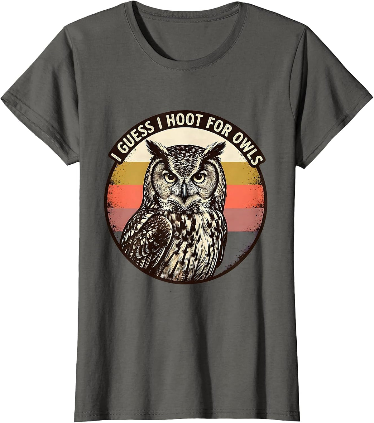Women's I Guess I Hoot For Owls Funny Vintage Owl Lover Birdwatching T-Shirt - Asphalt Grey