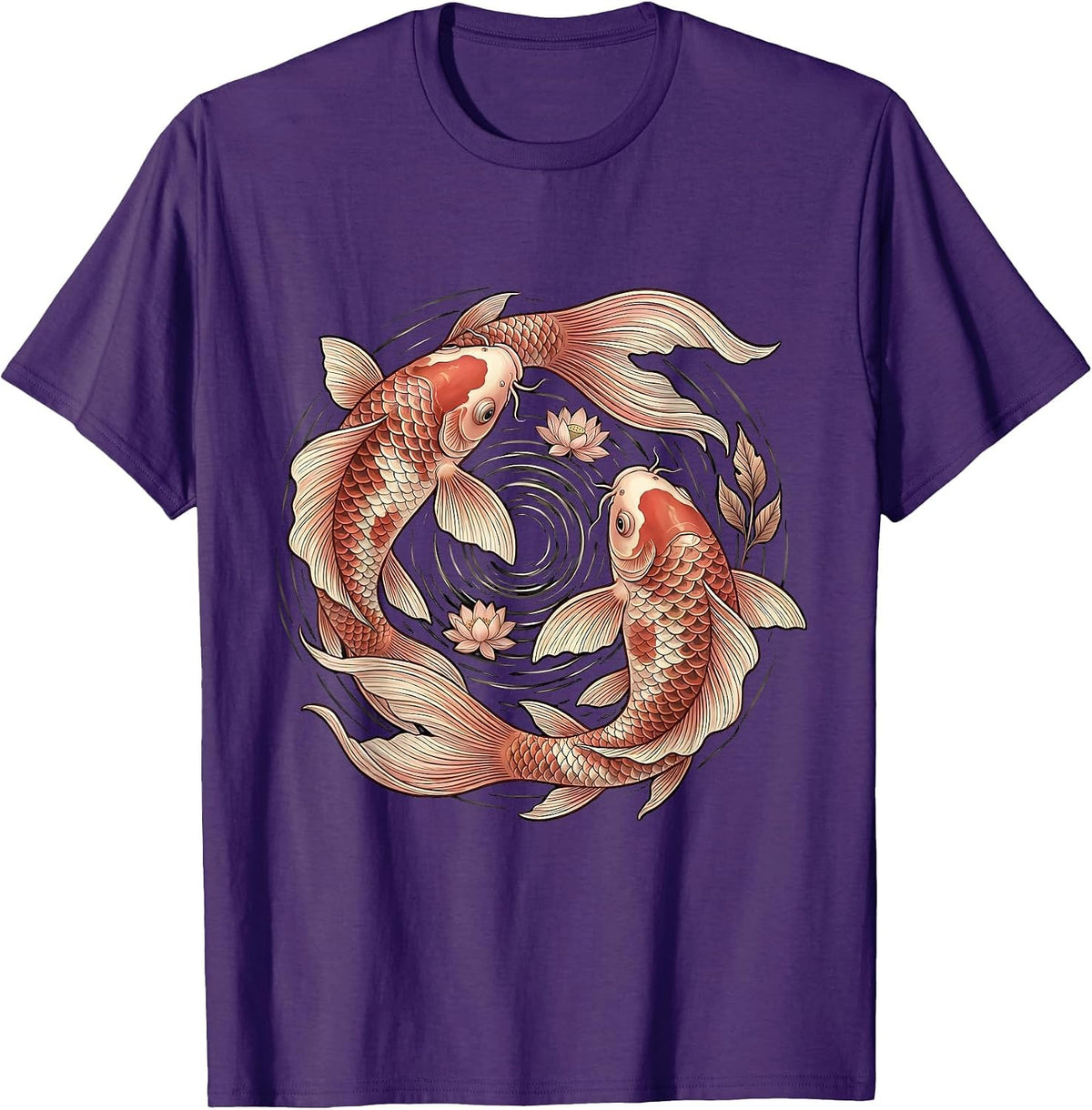 Koi Fish Pink Water Breast Cancer Awareness T-Shirt - Purple