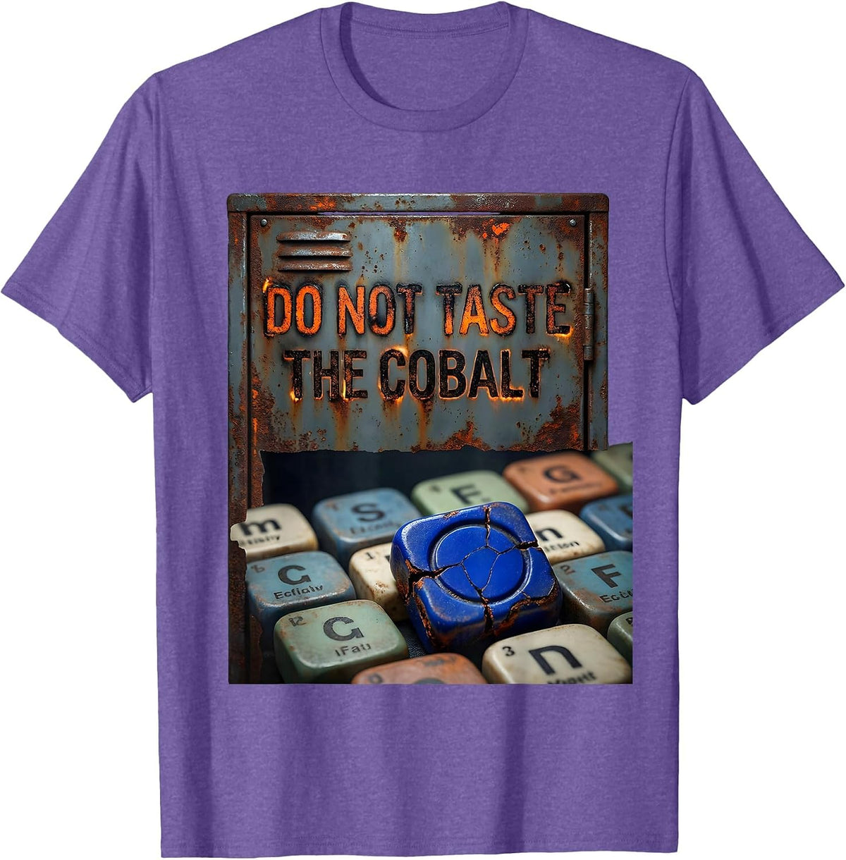 Men's Do Not Taste The Cobalt Distressed Chemistry Teacher Humor T-Shirt - Purple Heather