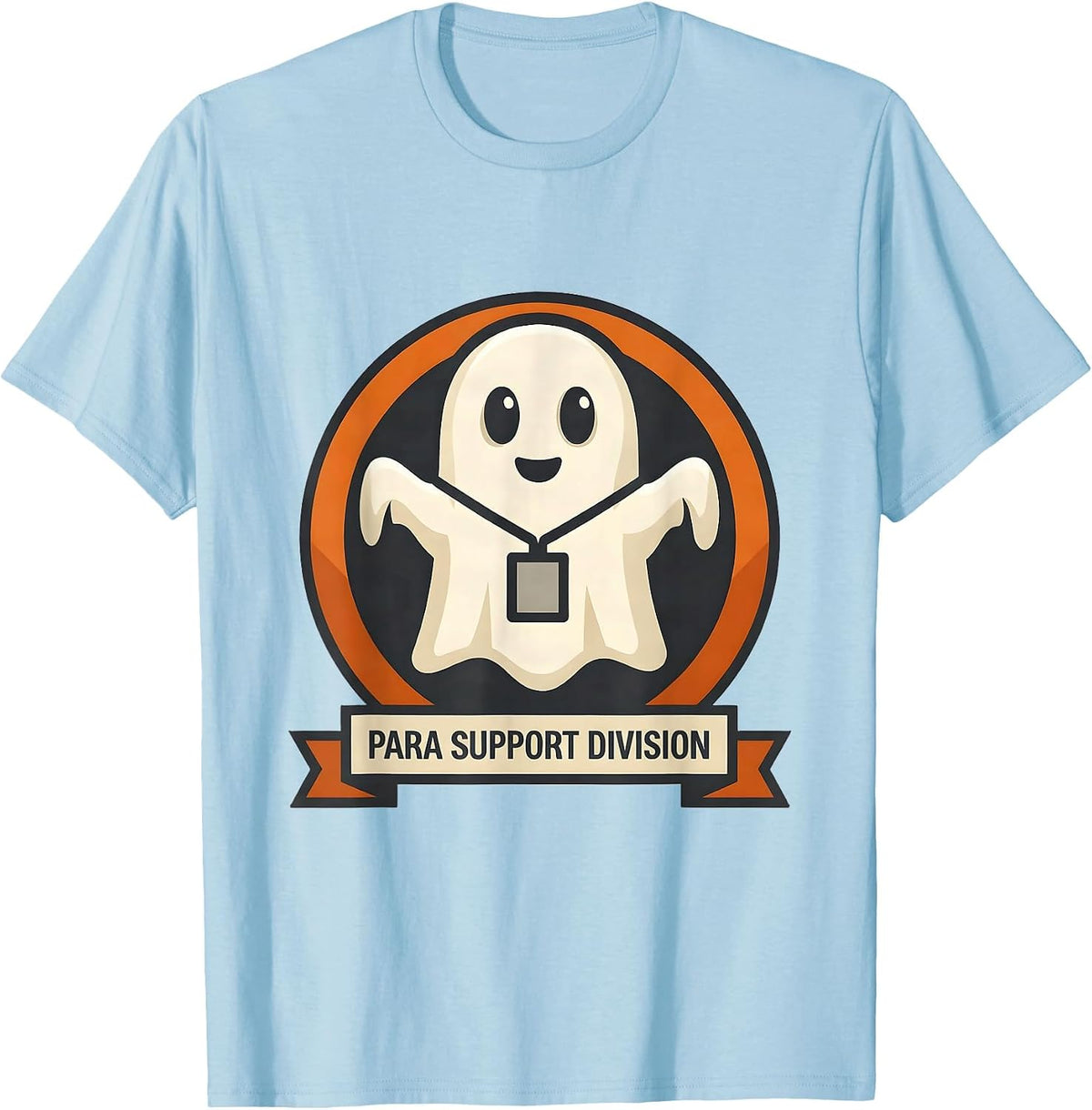 Men's Para Support Division Ghost Halloween SpED Paraprofessional T-Shirt - Baby Blue