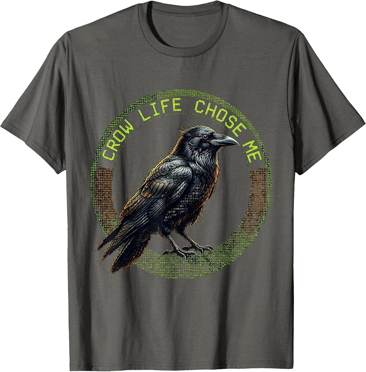 Men's Crow Life Chose Me Dark Bird Lover Design T-Shirt - Asphalt Grey
