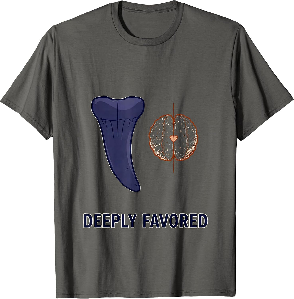 Men's Deeply Favored Funny Shark Lover Valentine Gift Humor T-Shirt - Asphalt Grey