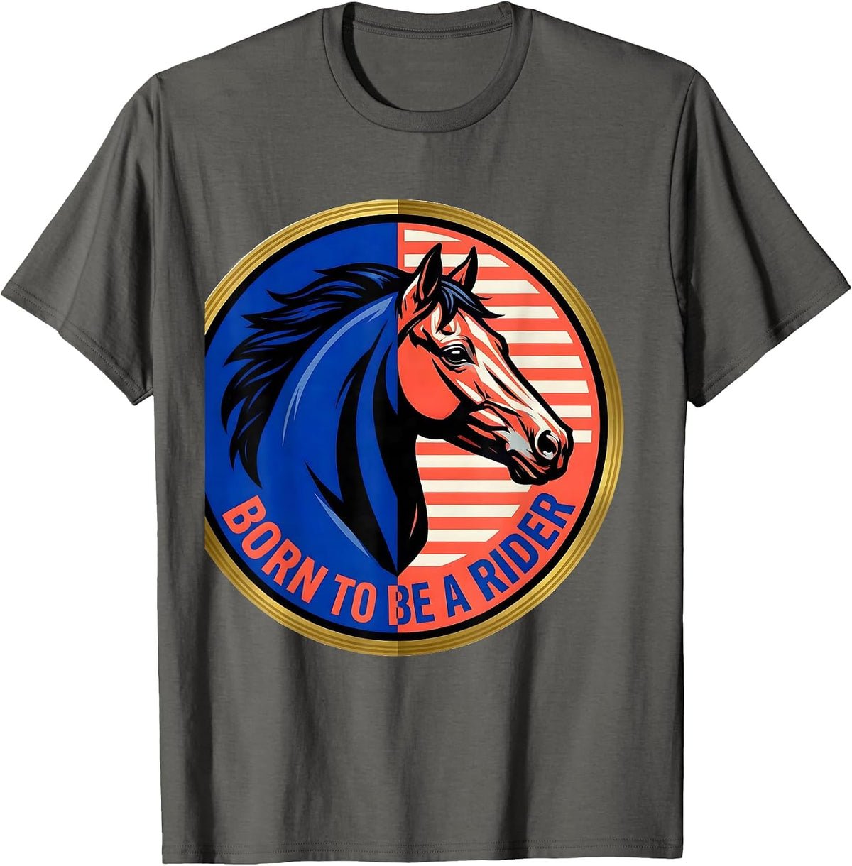 Men's Born to Be a Rider Horse Lover Design T-Shirt - Asphalt Grey