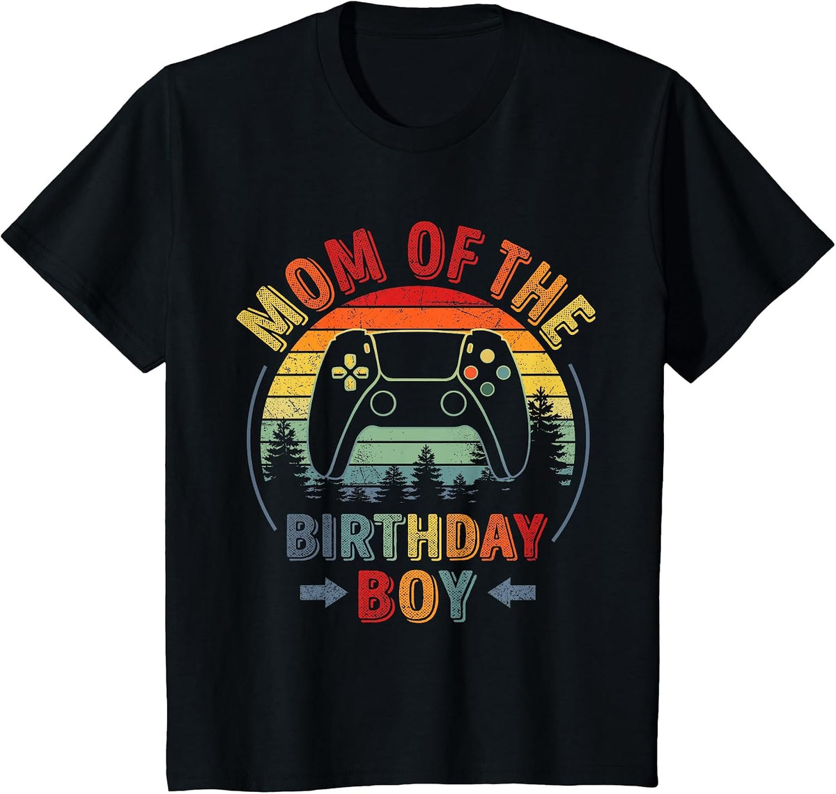 Mom of the Birthday Boy Vintage Matching Gamer Birthday T-Shirt - Black