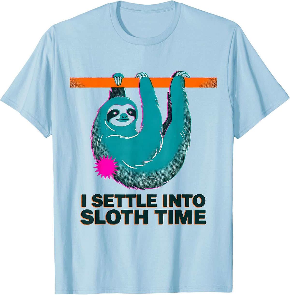 Men's I Settle Into Sloth Time Funny Sloth Lover Gift T-Shirt - Baby Blue
