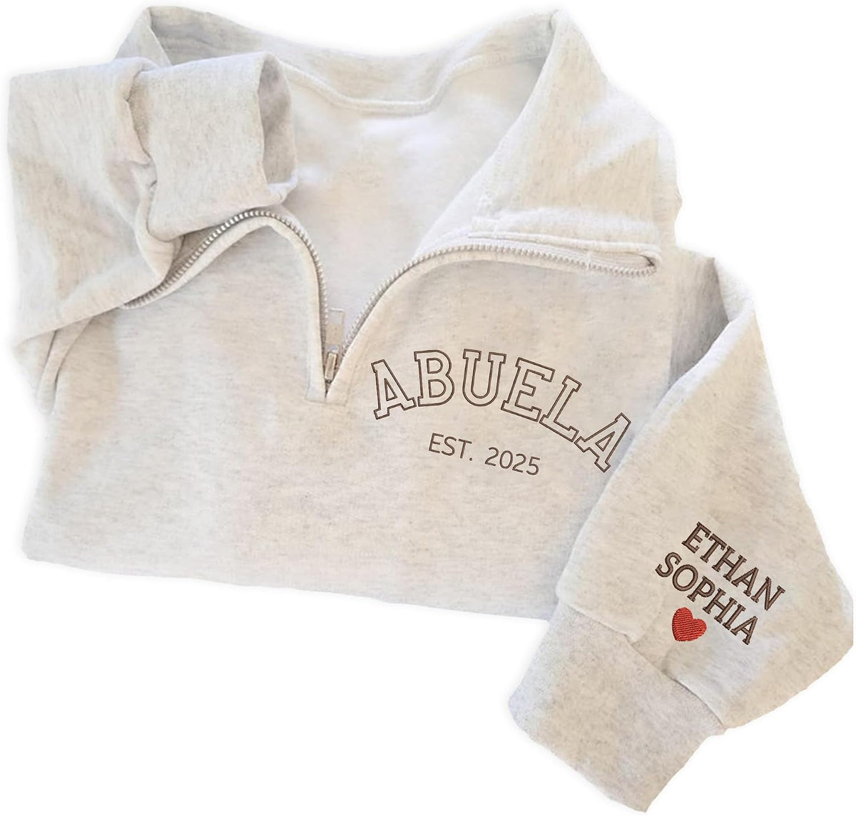 IZI POD-Custom Embroidered Quarter Zip Crewneck Sweatshirt-Personalized Gifts Mom Mama Grandma Mother's Day Christmas