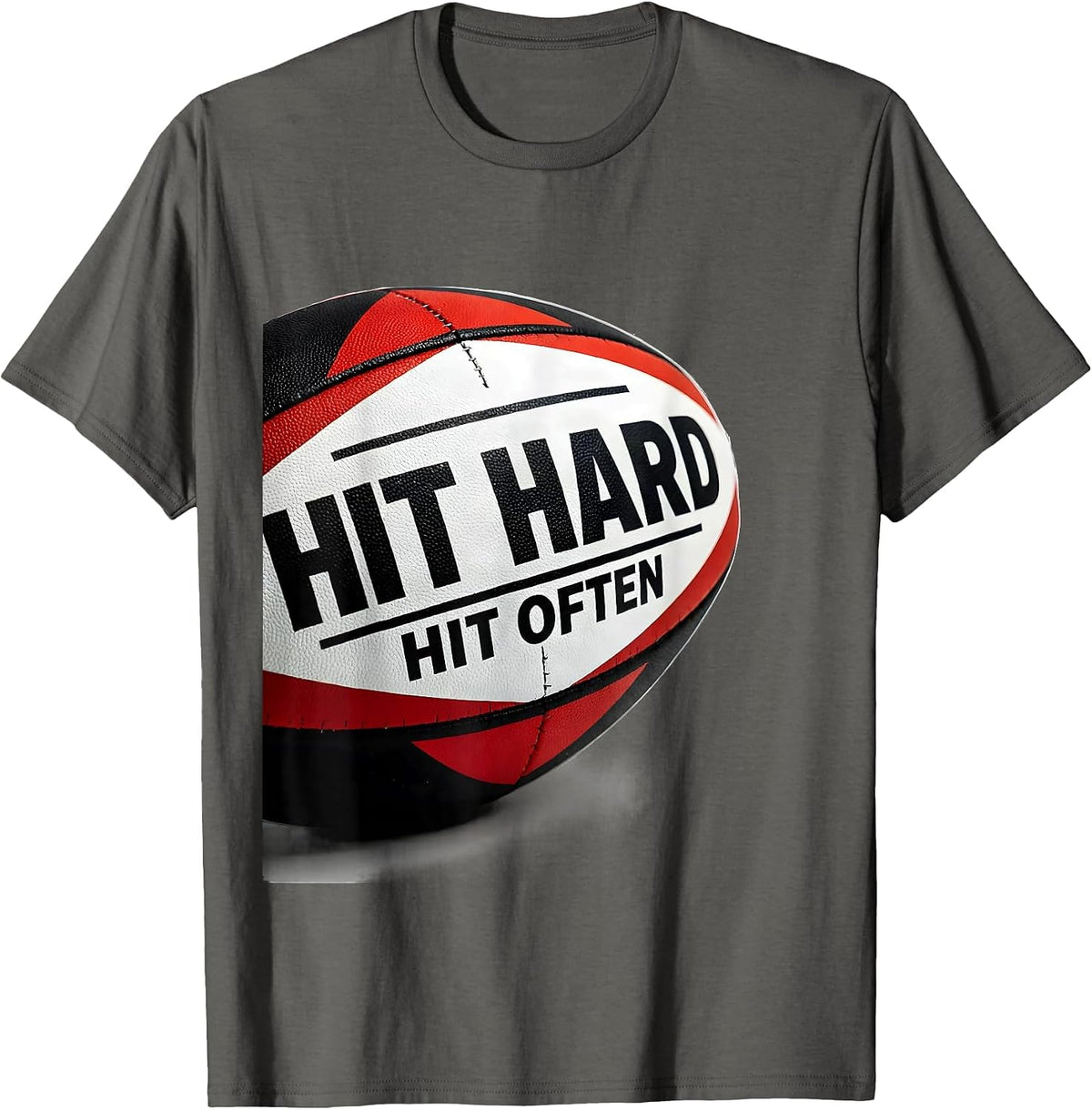 Men's Hit Hard Hit Often Rugby Graphic Design T-Shirt - Asphalt Grey
