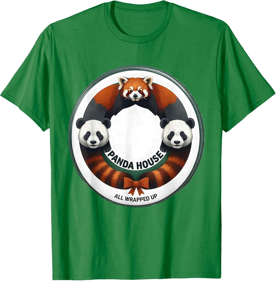 Men's Panda House All Wrapped Up Funny Panda Lover Gift T-Shirt - Kelly Green