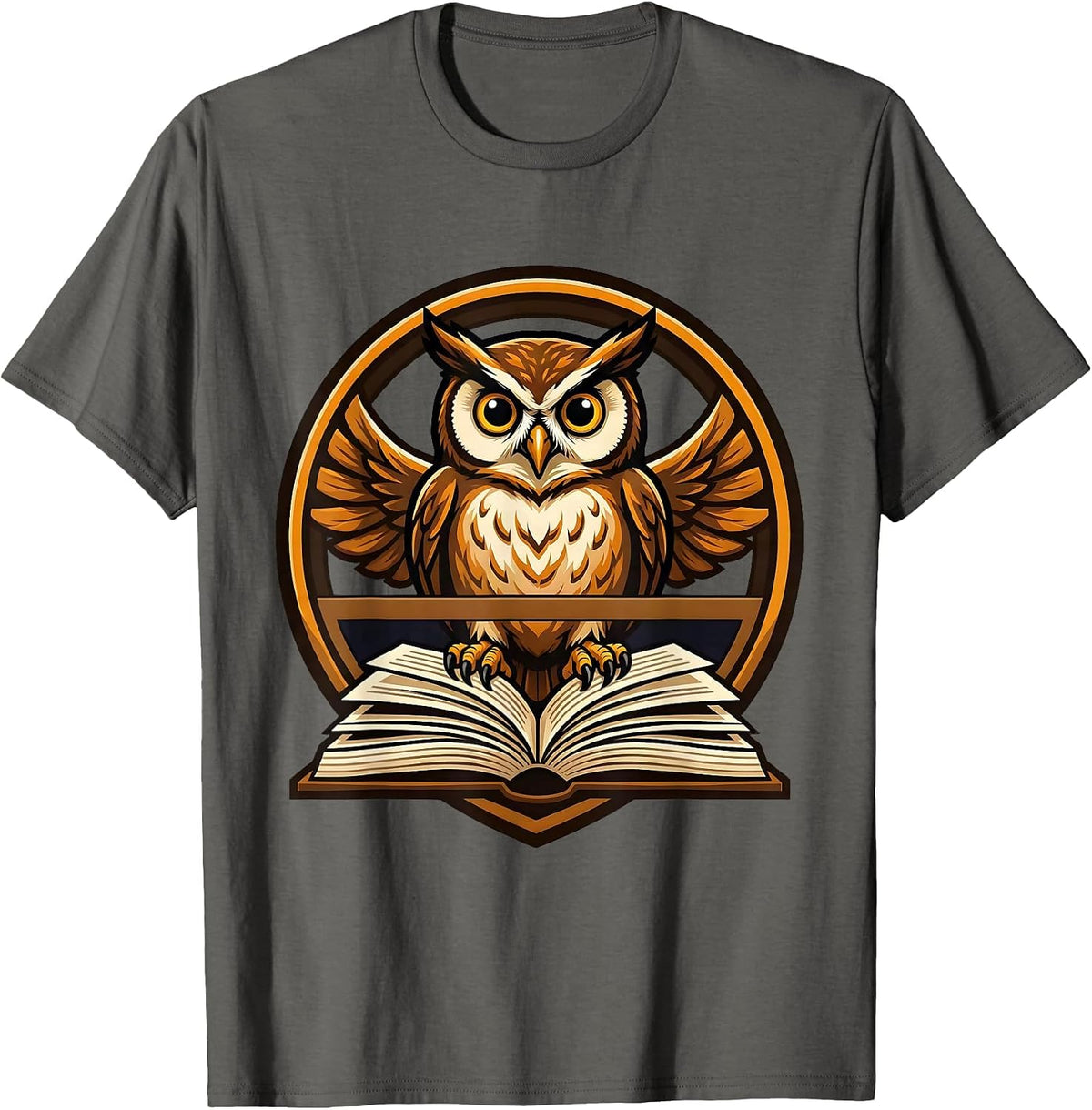 Wise Owl on Encyclopedia College Graphic T-Shirt - Asphalt Grey