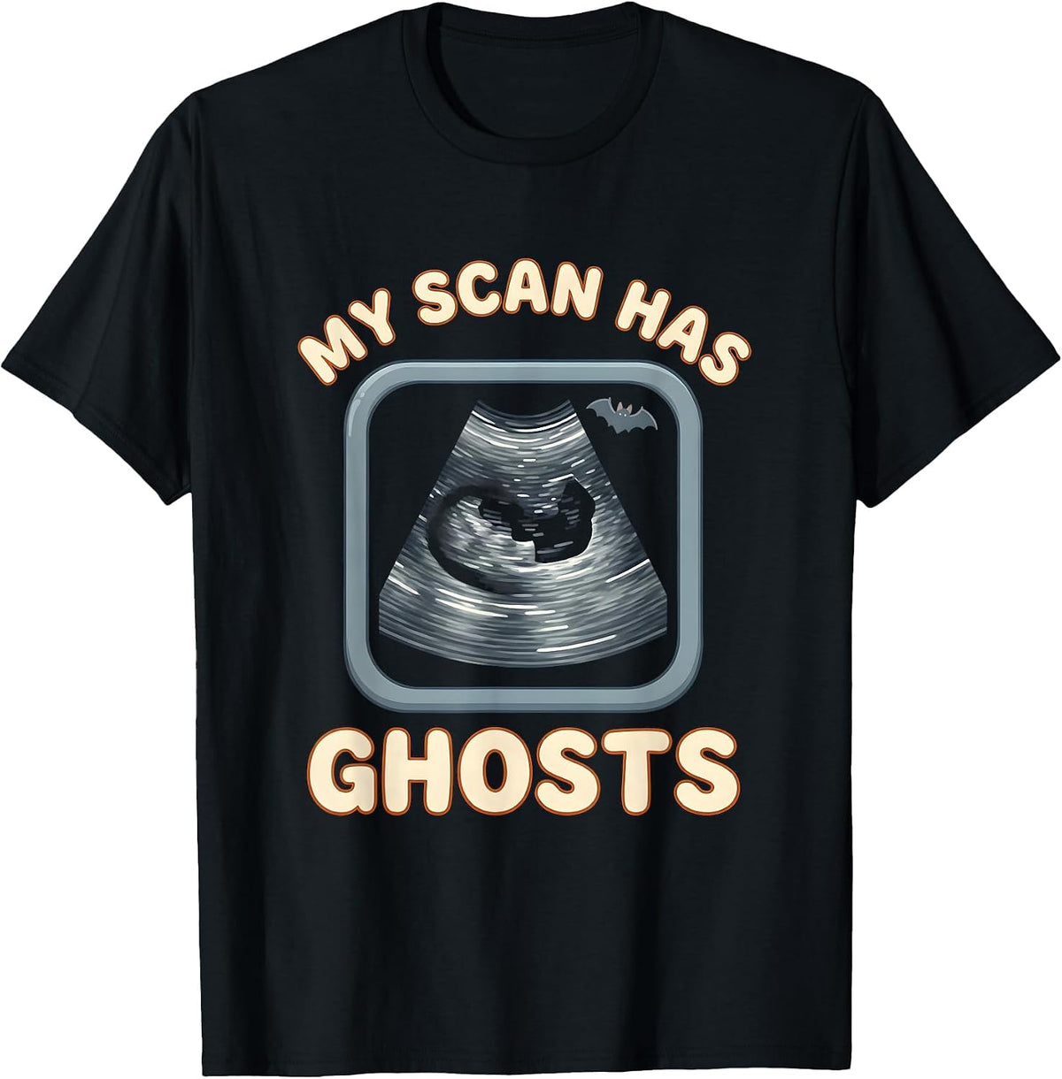 Men's My Scan Has Ghosts Cute Kawaii Sonographer Halloween T-Shirt - Black