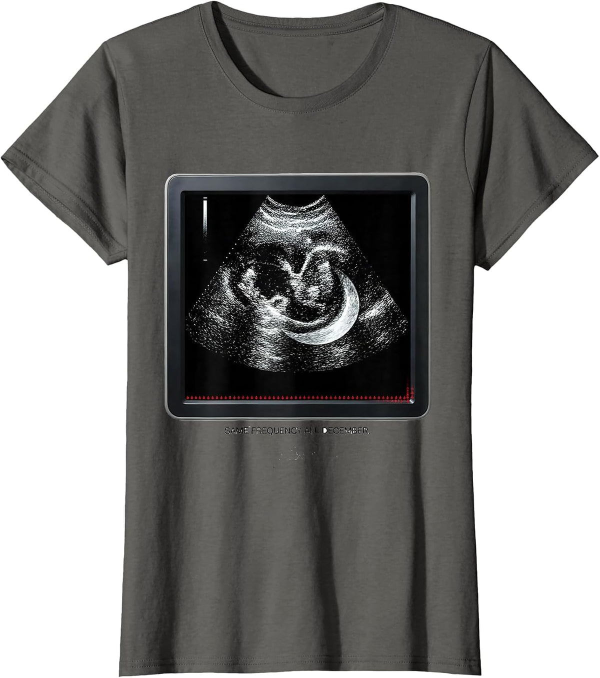 Women's Same Frequency All December Funny Sonographer Ultrasound T-Shirt - Asphalt Grey