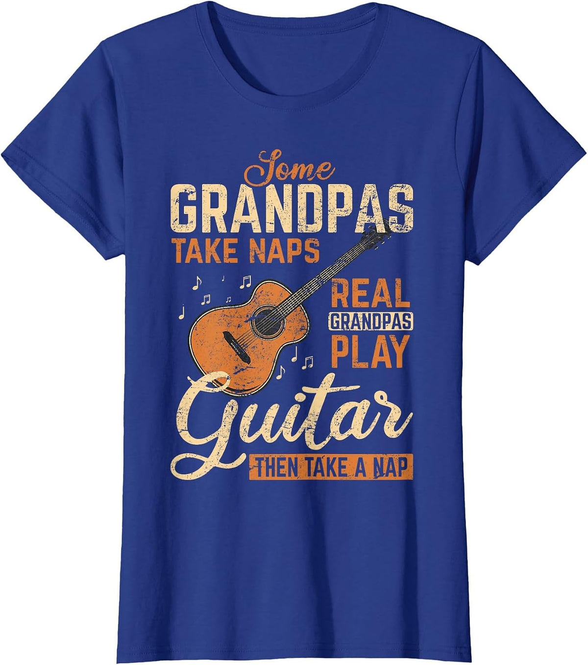 Real Grandpas Play Guitar Then Take Nap Funny Guitarist T-Shirt - Royal Blue