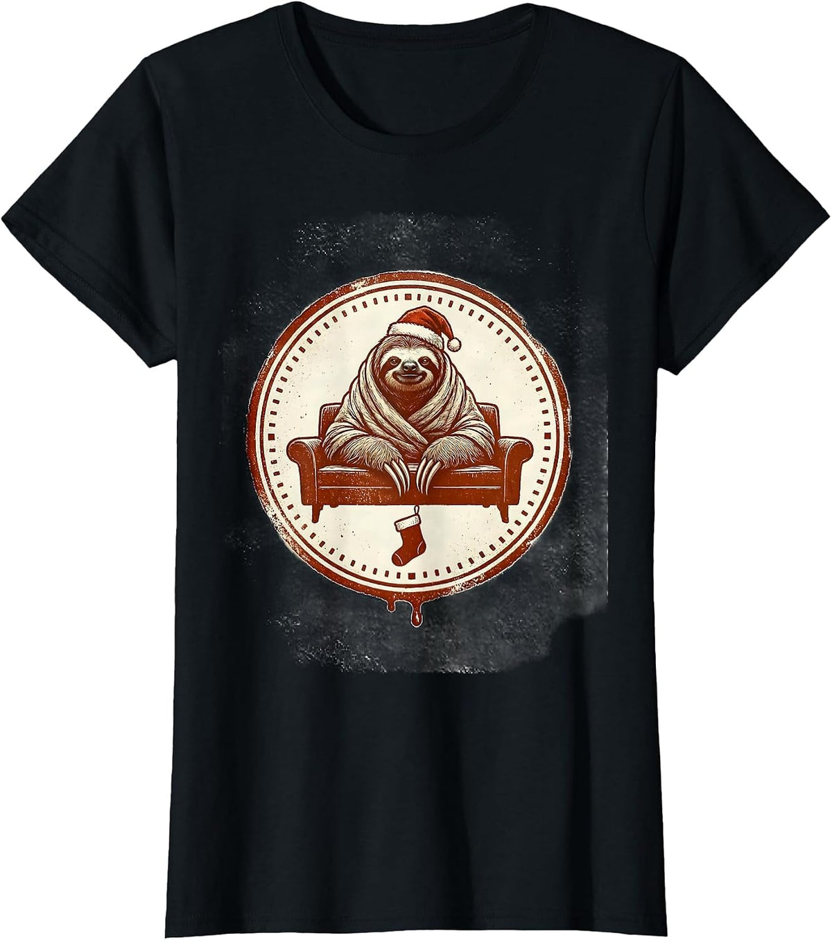 Round Seal Sloth Slack Blanket Stamp Stamp T-Shirt - Black