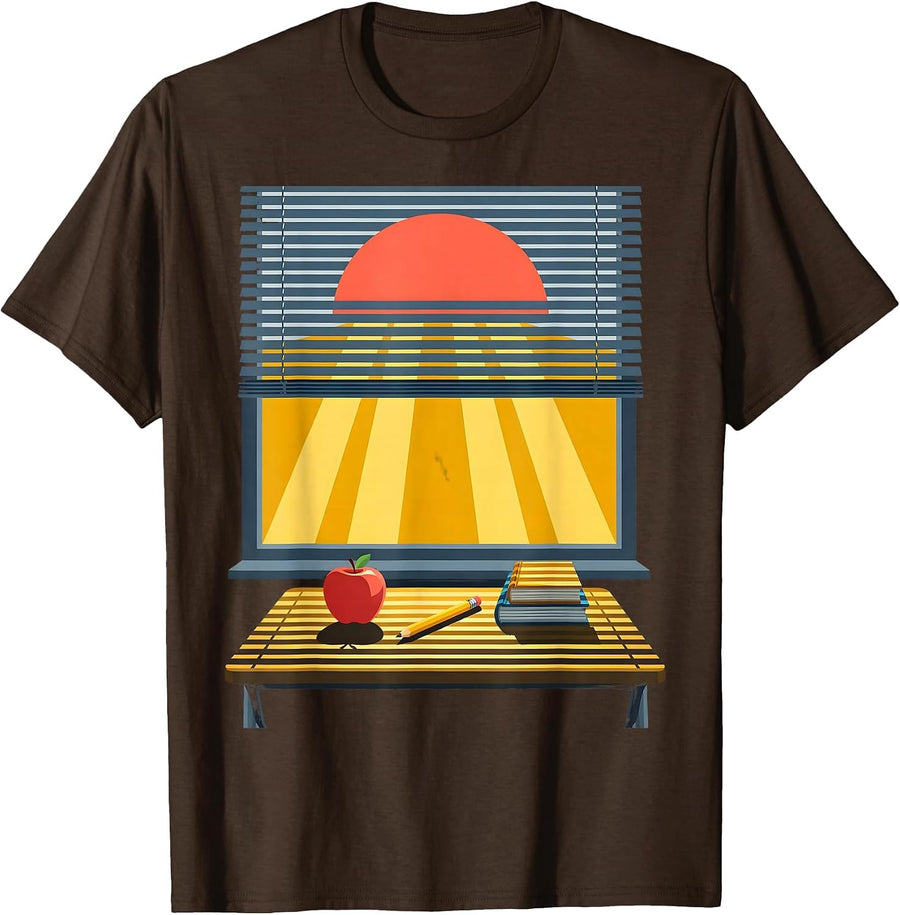 4th Grade Teacher Classroom Sunshine Illustration T-Shirt - Brown